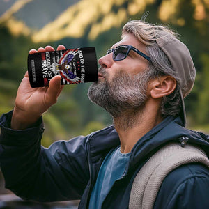 Land of the Free Because of the Brave 4 in 1 Can Cooler Tumbler American Flag Patriotic Eagle 4th of July TS10 Print Your Wear