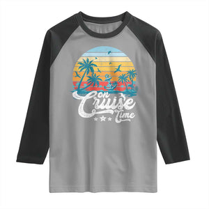 On Cruise Time Raglan Shirt Retro Summer Vacation Cruising TS10 Sport Gray Black Print Your Wear