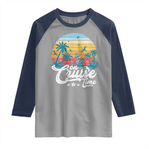 On Cruise Time Raglan Shirt Retro Summer Vacation Cruising TS10 Sport Gray Navy Print Your Wear