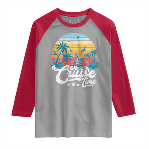 On Cruise Time Raglan Shirt Retro Summer Vacation Cruising TS10 Sport Gray Red Print Your Wear