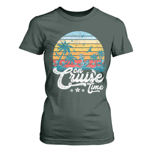 On Cruise Time T Shirt For Women Retro Summer Vacation Cruising TS10 Dark Forest Green Print Your Wear