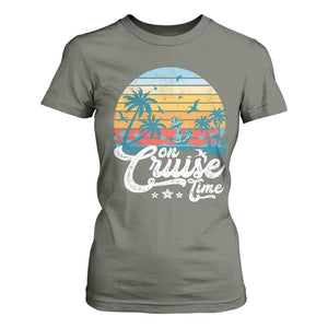 On Cruise Time T Shirt For Women Retro Summer Vacation Cruising TS10 Military Green Print Your Wear