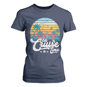 On Cruise Time T Shirt For Women Retro Summer Vacation Cruising TS10 Navy Print Your Wear