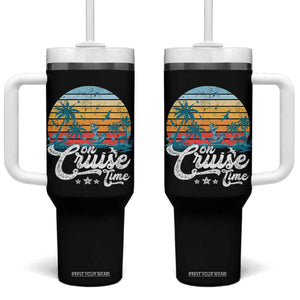 On Cruise Time Tumbler With Handle Retro Summer Vacation Cruising TS10 One Size: 40 oz Black Print Your Wear