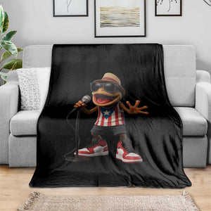 Coqui Puerto Rican Flag Throw Blanket Taino Boricua Frog Singing TS10 Print Your Wear