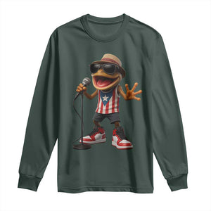 Coqui Puerto Rican Flag Long Sleeve Shirt Taino Boricua Frog Singing TS10 Dark Forest Green Print Your Wear