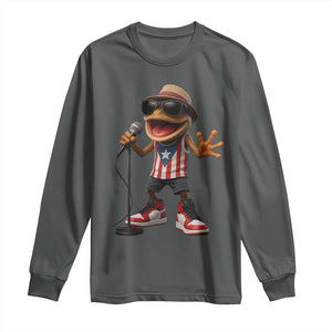 Coqui Puerto Rican Flag Long Sleeve Shirt Taino Boricua Frog Singing TS10 Dark Heather Print Your Wear