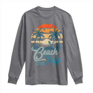 Beach Trip 2025 Long Sleeve Shirt Summer Vacation Vintage 70's Retro TS10 Charcoal Print Your Wear