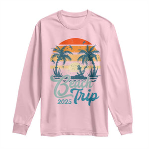 Beach Trip 2025 Long Sleeve Shirt Summer Vacation Vintage 70's Retro TS10 Light Pink Print Your Wear