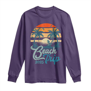 Beach Trip 2025 Long Sleeve Shirt Summer Vacation Vintage 70's Retro TS10 Purple Print Your Wear