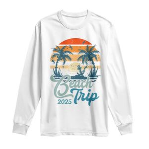 Beach Trip 2025 Long Sleeve Shirt Summer Vacation Vintage 70's Retro TS10 White Print Your Wear
