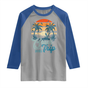 Beach Trip 2025 Raglan Shirt Summer Vacation Vintage 70's Retro TS10 Sport Gray Royal Print Your Wear
