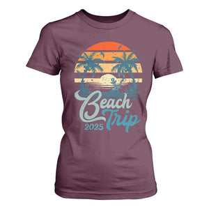 Beach Trip 2025 T Shirt For Women Summer Vacation Vintage 70's Retro TS10 Maroon Print Your Wear