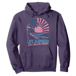 Life Happens The Beach Helps Hoodie Retro Coastal Ocean Therapy Cute Summer Vibes TS10 Purple Print Your Wear