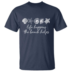 Life Happens The Beach Helps T Shirt Coastal Ocean Therapy Cute Summer Vibes TS10 Navy Print Your Wear