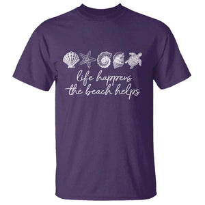 Life Happens The Beach Helps T Shirt Coastal Ocean Therapy Cute Summer Vibes TS10 Purple Print Your Wear