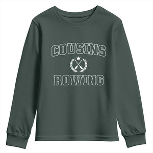 Cousins Rowing Youth Sweatshirt Summer Romance Beach Vibes TS10 Dark Forest Green Print Your Wear