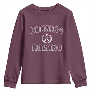 Cousins Rowing Youth Sweatshirt Summer Romance Beach Vibes TS10 Maroon Print Your Wear