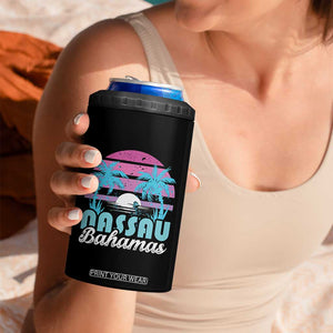 Vintage Nassau 4 in 1 Can Cooler Tumbler Tropical Island Palm Trees Beach Bahamas Vacation TS10 Print Your Wear