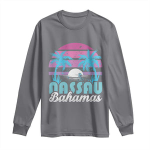 Vintage Nassau Long Sleeve Shirt Tropical Island Palm Trees Beach Bahamas Vacation TS10 Charcoal Print Your Wear