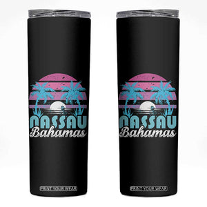 Vintage Nassau Skinny Tumbler Tropical Island Palm Trees Beach Bahamas Vacation TS10 Black Print Your Wear