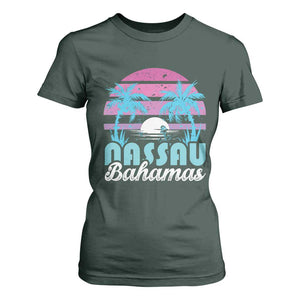 Vintage Nassau T Shirt For Women Tropical Island Palm Trees Beach Bahamas Vacation TS10 Dark Forest Green Print Your Wear