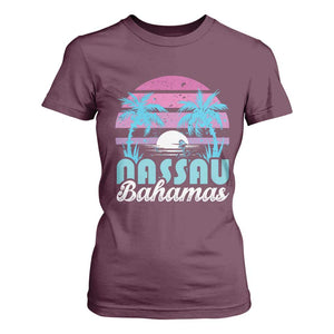 Vintage Nassau T Shirt For Women Tropical Island Palm Trees Beach Bahamas Vacation TS10 Maroon Print Your Wear