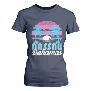 Vintage Nassau T Shirt For Women Tropical Island Palm Trees Beach Bahamas Vacation TS10 Navy Print Your Wear
