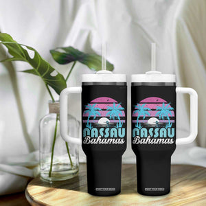 Vintage Nassau Tumbler With Handle Tropical Island Palm Trees Beach Bahamas Vacation TS10 Print Your Wear
