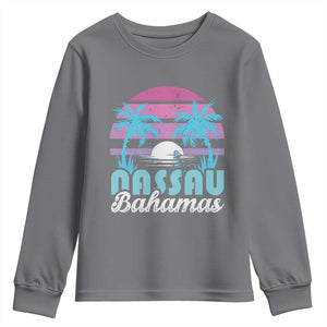 Vintage Nassau Youth Sweatshirt Tropical Island Palm Trees Beach Bahamas Vacation TS10 Charcoal Print Your Wear