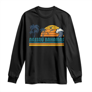 Vintage Nassau Long Sleeve Shirt Bahamas Vacation Beach Summer Retro Sunset TS10 Black Print Your Wear