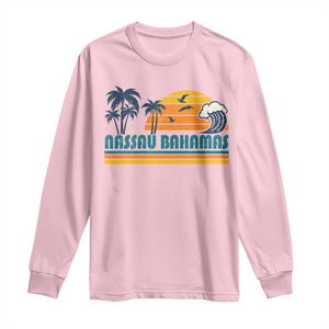 Vintage Nassau Long Sleeve Shirt Bahamas Vacation Beach Summer Retro Sunset TS10 Light Pink Print Your Wear