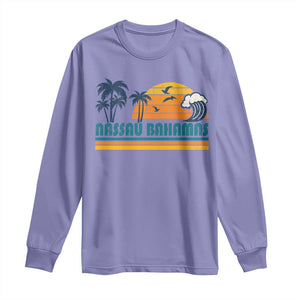Vintage Nassau Long Sleeve Shirt Bahamas Vacation Beach Summer Retro Sunset TS10 Violet Print Your Wear