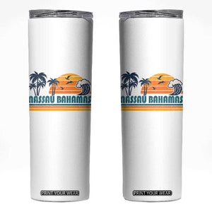 Vintage Nassau Skinny Tumbler Bahamas Vacation Beach Summer Retro Sunset TS10 White Print Your Wear
