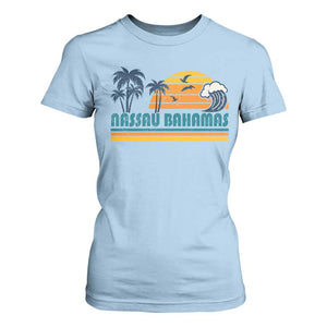 Vintage Nassau T Shirt For Women Bahamas Vacation Beach Summer Retro Sunset TS10 Light Blue Print Your Wear