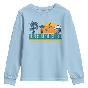 Vintage Nassau Youth Sweatshirt Bahamas Vacation Beach Summer Retro Sunset TS10 Light Blue Print Your Wear