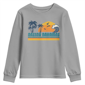 Vintage Nassau Youth Sweatshirt Bahamas Vacation Beach Summer Retro Sunset TS10 Sport Gray Print Your Wear