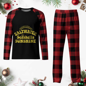 Saltwater Seashells Sunshine Plaid Pajama Set Beach Summer Vacation Vintage 70's Retro TS10 Buffalo Plaid Print Your Wear