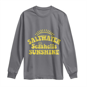 Saltwater Seashells Sunshine Long Sleeve Shirt Beach Summer Vacation Vintage 70's Retro TS10 Charcoal Print Your Wear
