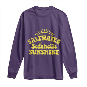 Saltwater Seashells Sunshine Long Sleeve Shirt Beach Summer Vacation Vintage 70's Retro TS10 Purple Print Your Wear