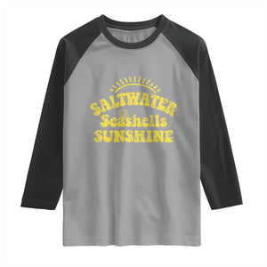 Saltwater Seashells Sunshine Raglan Shirt Beach Summer Vacation Vintage 70's Retro TS10 Sport Gray Black Print Your Wear