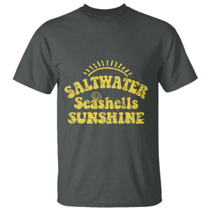 Saltwater Seashells Sunshine T Shirt Beach Summer Vacation Vintage 70's Retro TS10 Dark Heather Print Your Wear