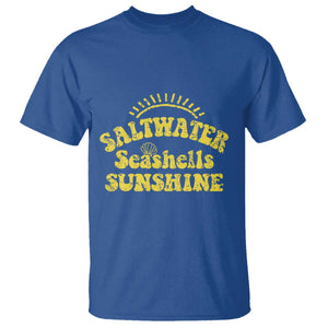 Saltwater Seashells Sunshine T Shirt Beach Summer Vacation Vintage 70's Retro TS10 Royal Blue Print Your Wear
