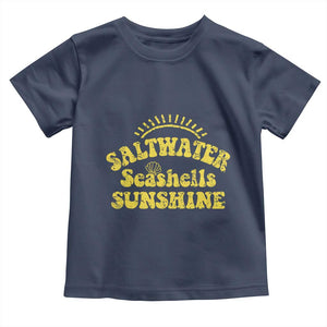 Saltwater Seashells Sunshine Toddler T Shirt Beach Summer Vacation Vintage 70's Retro TS10 Navy Print Your Wear