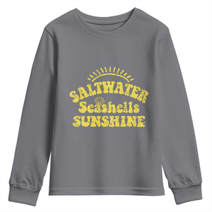 Saltwater Seashells Sunshine Youth Sweatshirt Beach Summer Vacation Vintage 70's Retro TS10 Charcoal Print Your Wear