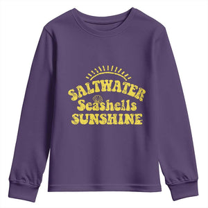 Saltwater Seashells Sunshine Youth Sweatshirt Beach Summer Vacation Vintage 70's Retro TS10 Purple Print Your Wear