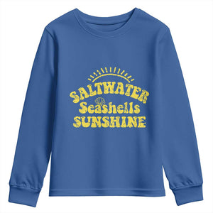 Saltwater Seashells Sunshine Youth Sweatshirt Beach Summer Vacation Vintage 70's Retro TS10 Royal Blue Print Your Wear