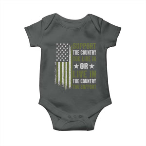 Social Justice Baby Onesie Support The Country You Live In American Flag TS10 Dark Heather Print Your Wear