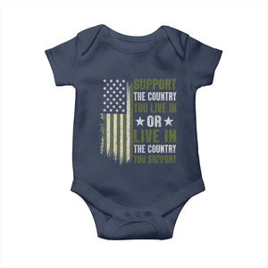Social Justice Baby Onesie Support The Country You Live In American Flag TS10 Navy Print Your Wear