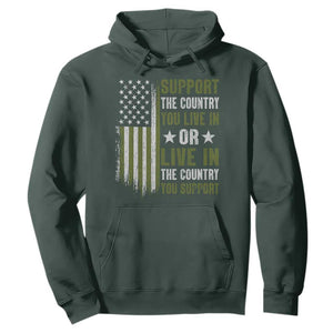 Social Justice Hoodie Support The Country You Live In American Flag TS10 Dark Forest Green Print Your Wear